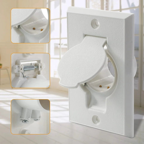 Standard central vacuum wall plate inlet valve cover with white round door, 2-pack