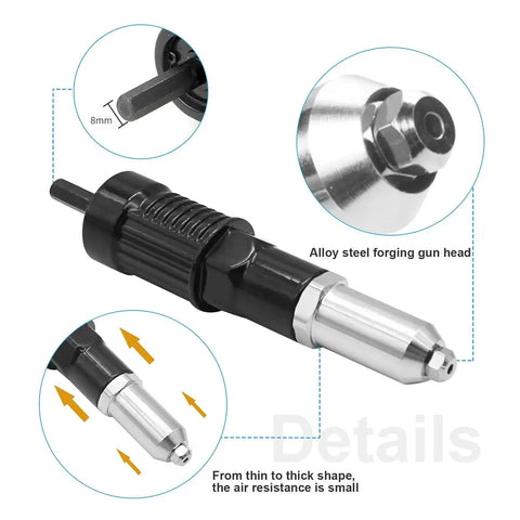 Pop Rivet Gun Adapter Kit For Cordless Drill Pro Grade Rivet Drill Attachment With Alloy Steel Forged Heads