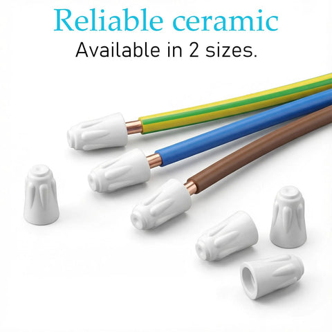 Cobee 36-piece ceramic wire connector set; white porcelain caps for high-temp wiring, color-coded wires shown.