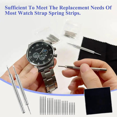Heavy Duty Watch Band Pins Kit With 20 Spring Bars And Cleaning Cloth Pro Grade Replacement Pins And Link Removal Tool