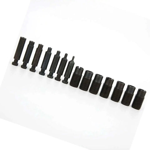 Assorted nozzles from Handheld Power Punch Kit for Sheet Metal with Stainless Steel Hole Punch Pliers and 16 Accessories