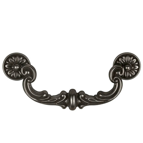 Six Pack Antique Black Bronze Drop Down Bail Drawer Pulls Rustic Vintage Cabinet Hardware Front View