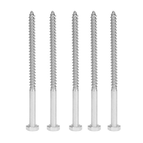 Beefy Stainless Steel Half Thread Wood Hex Lag Screws M6 X 100mm Self Tapping For Carpentry No Pre Drill Needed