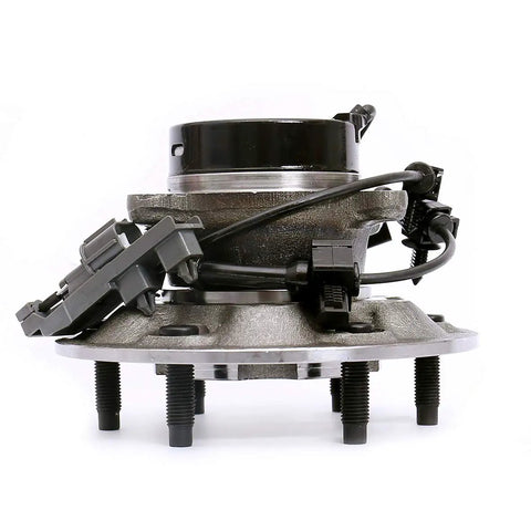 Front Right Wheel Bearing Hub Assembly For 4WD Only Fits 2004 To 2008 Chevy Colorado And 2004 To 2008 GMC Canyon As Well As 2006 Isuzu I350 And 2007 To 2008 Isuzu I370 With 6 Lug And ABS Ready To Roll, close-up view, showcasing lug and ABS connections.