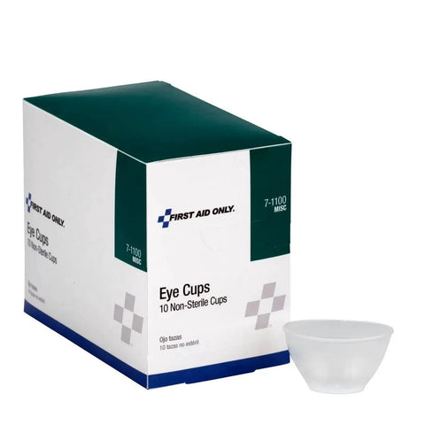 Non Sterile Eye Cups For Eye Wash 10 Pack Ideal For Standalone First Aid Or Refilling Your First Aid Kit Eye Irrigation Cups box.