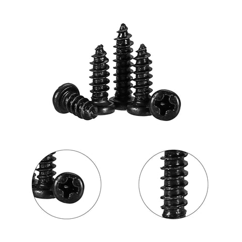 750 Piece Self Tapping Screws Set M1.7 Through M3 Phillips Pan Head Cross Recessed Carbon Steel Black For DIY Electronics And Gadgets With Deep Threads Durable Construction Ideal For Enclosures Cabinets And Projects