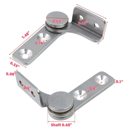 2 Nm Torque Shaft Hinge Set For Furniture in 304 Stainless Steel, 0.68 Inch Shaft, Left and Right Pair, with Dimensions