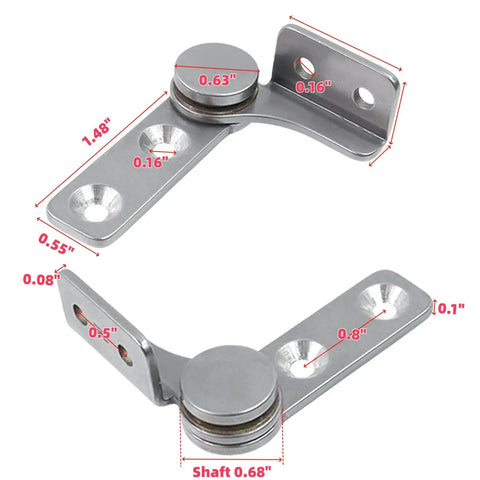 Three Newton Meter Torque Shaft Damping Hinges For Folding Tables Cabinets Doors And Windows, 0.68 Inch Shaft, 304 Stainless Steel, Left And Right Pair, Adjustable Positioning Friction Hinges, 2.1 X 1.66 X 0.63 Inches, close-up view.