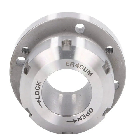 Front view of ER40 Collet Lathe Chuck Carbon Steel Heavy Duty Compact Replacement 80 mm Diameter For CNC Milling Machines Back Plate Mount Ready