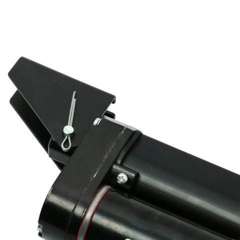 Close-up of Two Pack Black Heavy Duty Steel Mounting Brackets For Linear Actuators With 6mm Holes And About 20mm Spacing Iron Steel Rust Resistant