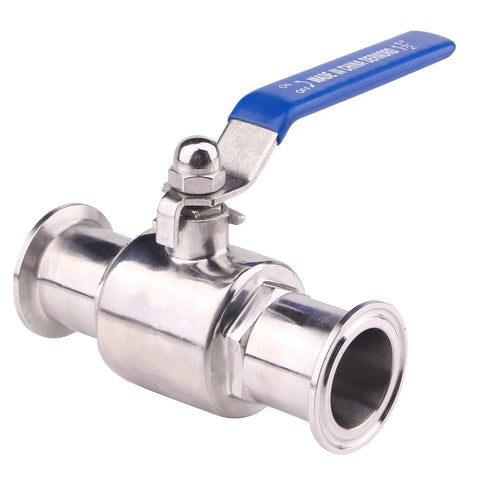 DERNORD 1.5-inch Tri-Clamp stainless steel ball valve with blue lever handle