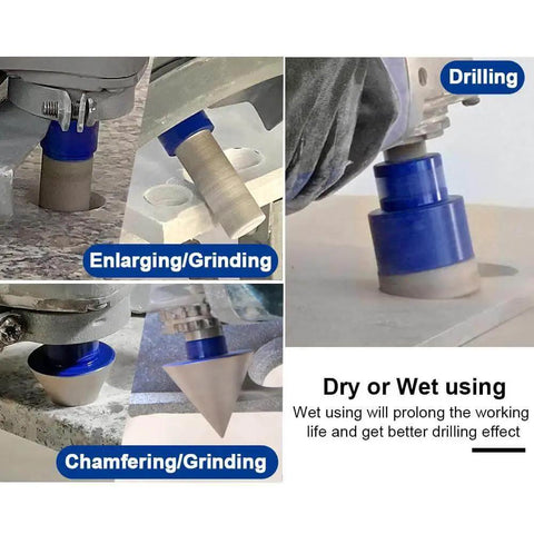 Bangin Diamond Drill Core Bit Set For Tile Porcelain Marble Ceramic Granite With Hex Shank Adapter 10 Piece in use on tile