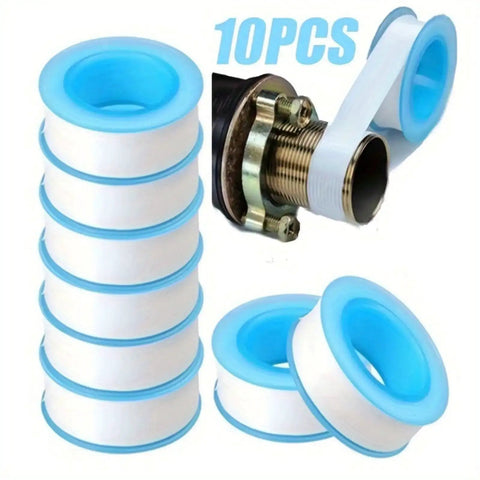 Ten Rolls PTFE Thread Seal Tape For Plumbing And Shower Heads Half Inch Wide Five Hundred Twenty Inches Each Roll Heavy Duty Leakproof Pipe Dope Tape For Water And Air Lines DIY Friendly