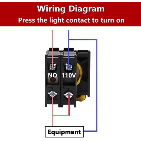 Wiring diagram for Green LED Indicator Rotary Switch 110V-220V 22mm IP65 Waterproof Latching 1 Normally Open 2-Position
