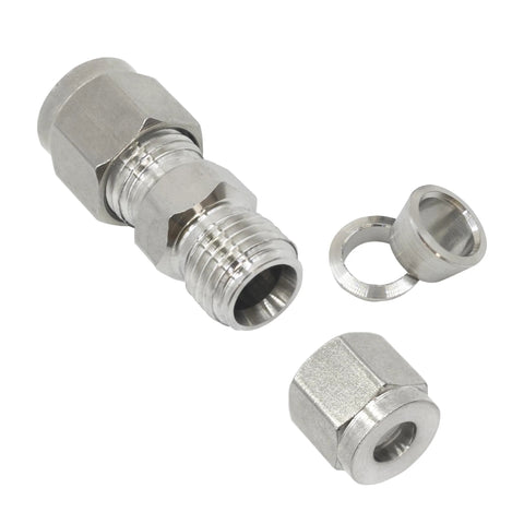 Stainless steel 304 compression union tube fittings, 8mm x 8mm, pack of 2, Amazon brand