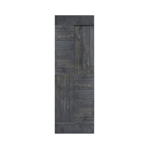 Solid Wood Interior Sliding Barn Door Slab 30 Inch by 84 Inch, Carbon Gray, S Series, Dope Space Saving Door for Pantry Laundry Bathroom Closet or Office, Hardware Kit Not Included, Assembly Required