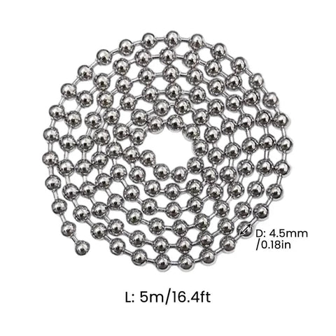 5 Meter Beaded Stainless Steel Roller Blind Chain With 12 Connectors Ball Chain Extender coiled view