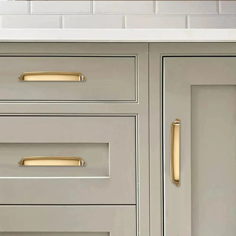 Champagne Bronze Cup Pulls 3 Inch Center To Center 10 Pack Zinc Alloy Cabinet Handles on kitchen drawers