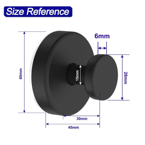 Vacuum Suction Cup Hooks For Shower And Bathroom Removable Towel Hooks, black, size reference 60mm diameter, 15mm depth, 2-pack