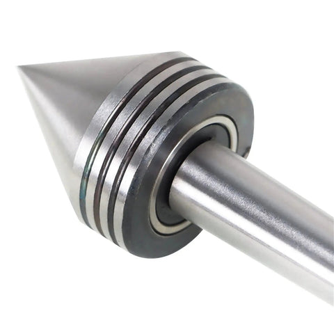 MT2 Live Center 60 Degree 2-1/2 X 1-11/16 Precision Lathe Center for metal lathe and CNC work, close-up of hardened steel tip