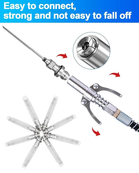 8 Piece Grease Gun Needle Tip Set For DIY And Pros 18 Gauge Stainless Steel Mini Syringe Nozzles 6 Cm Long Removable Tips