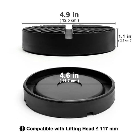 Floor Jack Pad Rubber Cushion Protector For Pinch Weld And Frame Rail, black rubber pad with grooves, diameter 4.9 inches