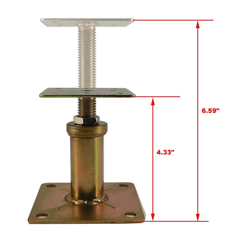 Beefy Built Tough Adjustable Floor Jacks 4.3 To 6.6 Inch Range For Leveling Stairs Porches Decks And Crawl Spaces Galvanized Screw Post