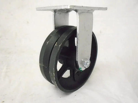 Heavy Duty 6 Inch By 2 Inch Swivel Caster With Brake And Rigid Casters Set For Seven Eighth Inch V Groove Iron Steel Wheels 1000 Lb Capacity