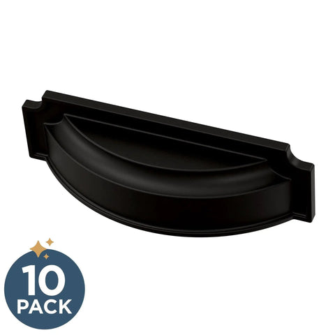 Matte Black Cabinet Handles Set Of 10 Notched Backplate Drawer Pulls For Kitchen Cabinets And Dressers Three Inch Or Three And Three Quarter Inch