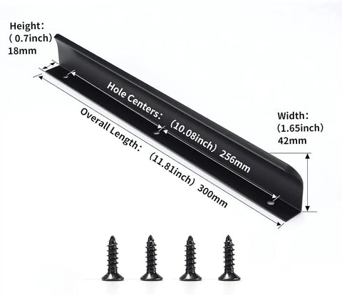 Edge Black Concealed Finger Pulls For Cabinets And Drawers Aluminum Flat Hidden Door Handles with screws and measurements