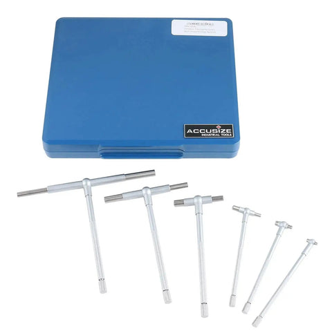 Pro Grade Five Sixteenths To Six Inches Telescoping Gage Set, Six Piece, Satin Chrome, Case Included By Accusize Industrial Tools