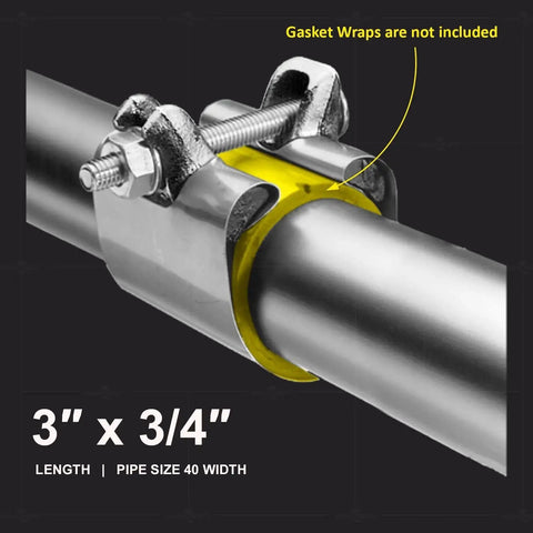 Heavy Duty Three Quarter Inch IPS Pipe Repair Clamp With Single Bolt Three Inch Length Stainless Steel 304 Rust Resistant