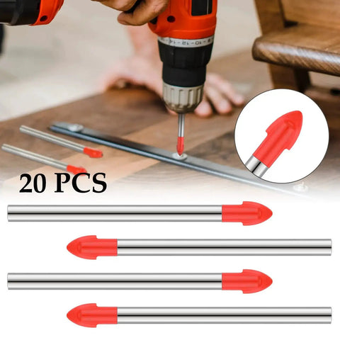 Tile Drill Bits Set 20 Pieces 6 Mm Carbide Tips For Glass Ceramic Concrete Brick And Plastic Multi Material Masonry Drill Bits Orange For Home DIY Projects And Small Workshop Use