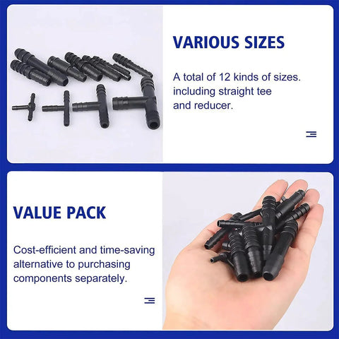 Ultimate Vacuum Connector Kit With Nylon Barbed Fittings 113 Piece Assortment Including 12 Sizes Hose Tees And Reducers