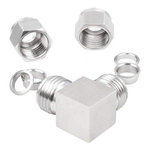 Yoebor 304 stainless steel compression tube elbow fitting, 1/4 in OD x 1/4 in OD, pack of 2