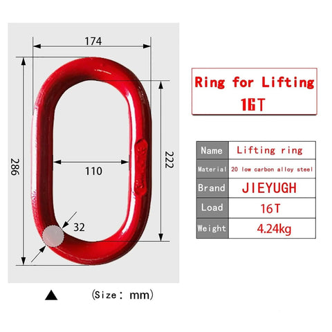 Oblong Master Link Heavy Duty Lifting Ring, Grade 80 Alloy Steel, Anti Rotation Oval Design, High Strength, 8 Ton Load Capacity