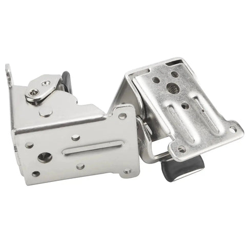 Front view of 12 Piece Self Locking Folding Table Leg Brackets with 0 to 90 Degree Adjustable Hinges, Steel, Silver Finish