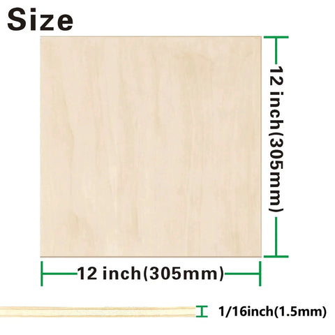 12 Pack Basswood Sheets 12 By 12 By 1 Sixteenth Inch Premium Basswood For Laser Cutting And Engraving Blanks