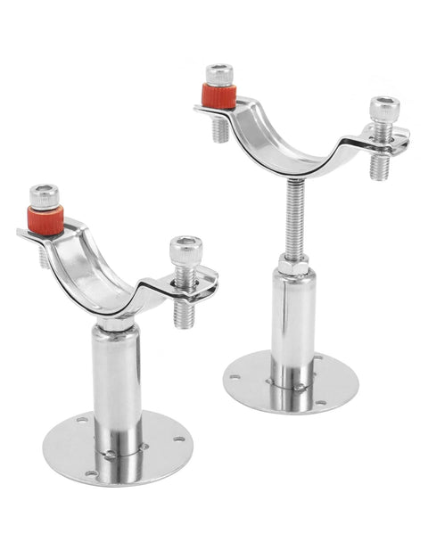 Adjustable Stainless Steel Pipe Wall And Ceiling Mount Bracket For 2 Inch OD Rods And Tubes, 304 Stainless, Height Adjustable 50-90mm