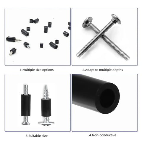 Nylon Outlet Spacer Kit For Electrical Sockets Round Unthreaded Spacers Compatible With M3 And M4 Screws Black Stabilizers