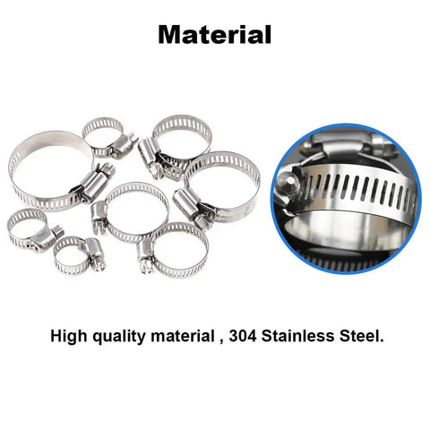 Versatile 65 Piece Set 304 Stainless Steel Adjustable 8 To 44mm Worm Gear Hose Clamp Set, focus on material quality