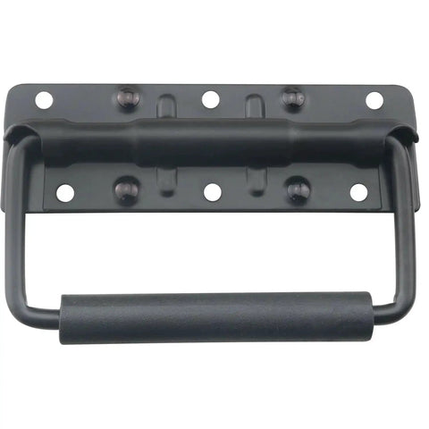 Heavy Duty Folding Spring Handle 125x81mm Black Steel Case Handle For Props Boxes And Tool Boxes 2 Pack Rubberized Grip