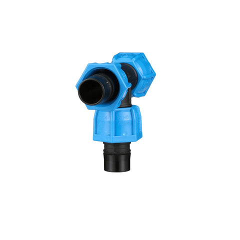 Watts AT1 ANKA Series high-pressure poly-pipe tee, 1x1x1, blue glass-fiber reinforced nylon with black barbed outlets