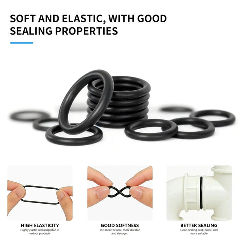 Stack of black O-rings from Massive 1020 Piece O Ring Assortment Kit with 20 Metric Sizes Nitrile Rubber O Rings for plumbing and machinery repair