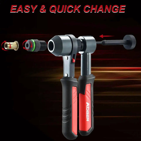 Pro Grade Rivet Nut Tool Kit With Nutsert Gun showing easy and quick mandrel change for auto body projects