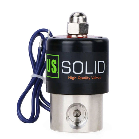 Stainless Steel 1/4 Inch Electric Solenoid Valve 12V DC Normally Closed With Viton Seals, industrial-grade, front view