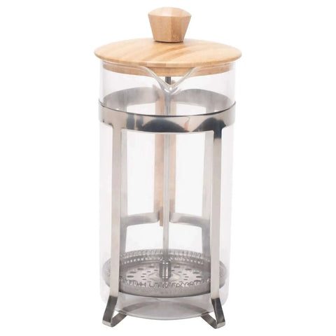 Natural Grain Glass And Bamboo 1 Liter French Press Coffee And Tea Maker With Removable Glass Carafe Easy Clean Design Three Layer Stainless Steel Filter That Traps Tiny Grounds Big Capacity For Coffee Or Loose Leaf Tea