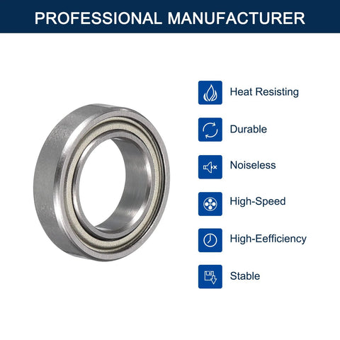 HiPicco R1038ZZ deep groove ball bearing, 3/8 in ID x 5/8 in OD x 5/32 in width, chrome steel, double shielded