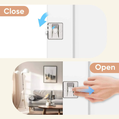 Image showing close-up of satin nickel privacy latch on 32 Inch By 80 Inch Sliding Pocket Door Kit with Track Hardware and Frame.