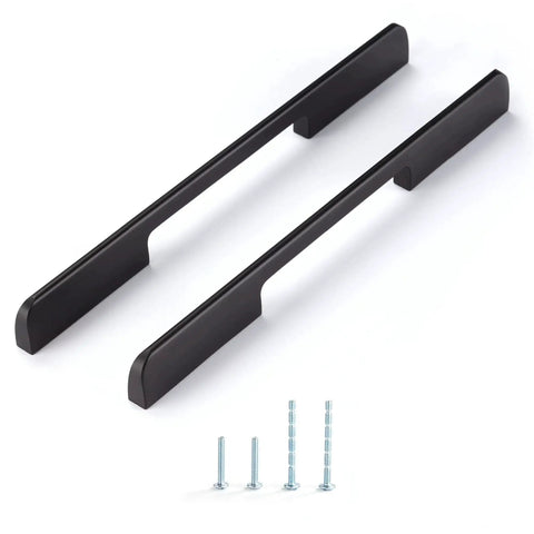 10 Inch Hole Center Matte Black Cabinet Pulls Set of 5 Modern Bar Handles with screws